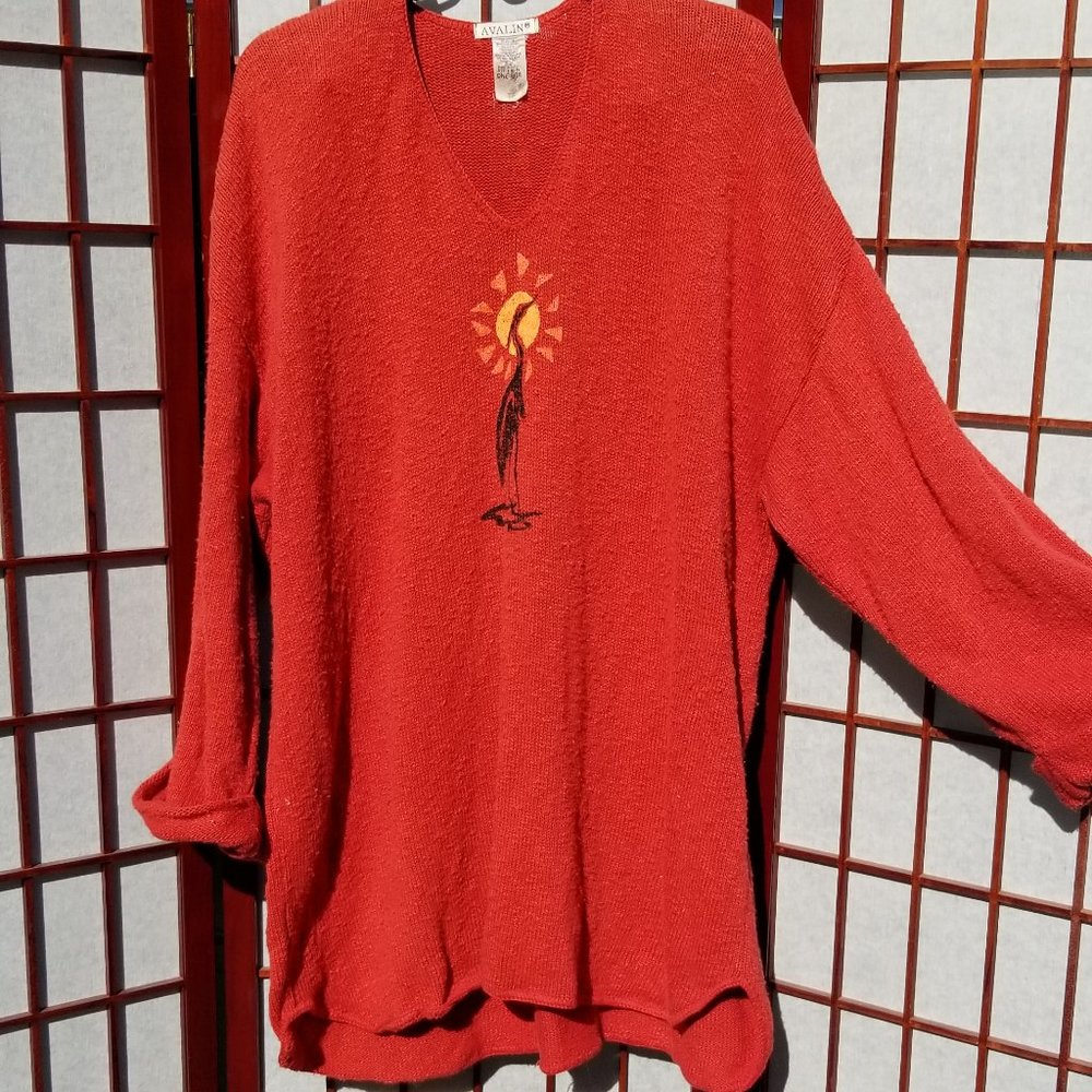 Avalin Vintage Tunic Sweater Hand painted 100% Cotton